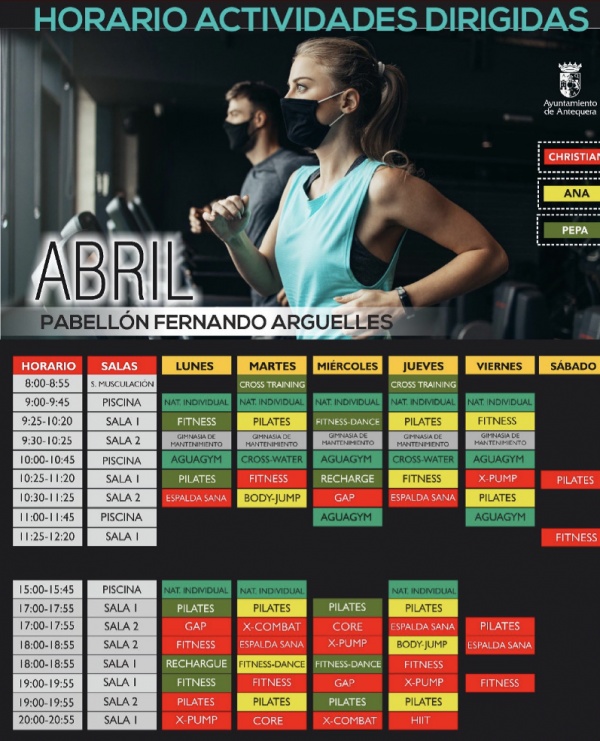 HORARIOS DE ACTIVIDADES PARA ABRIL